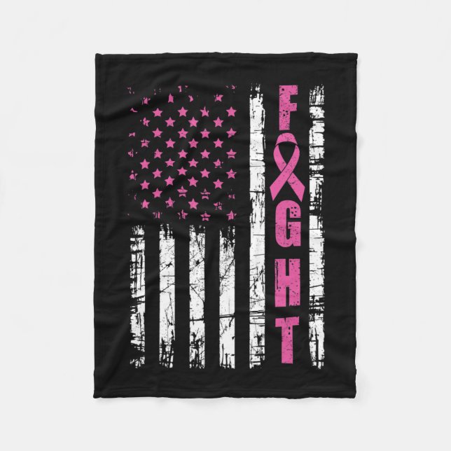 Manta Polar Breast Cancer Awareness American Flag Fight Pink R (Anverso)