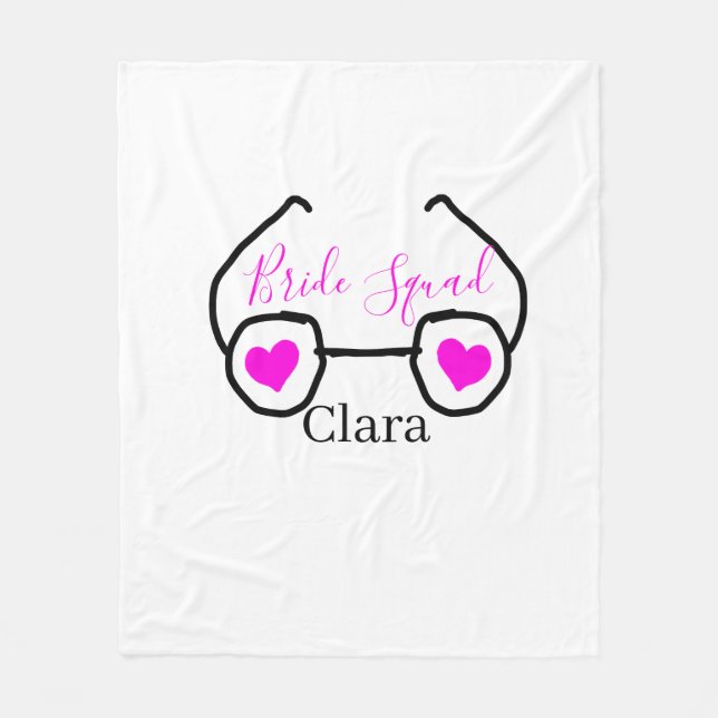 Manta Polar Bride squad gafas de corazón rosa negro bridesmaid (Anverso)