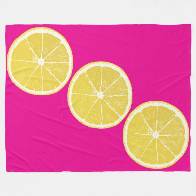 Manta Polar Bright Lemon Trio on Hot Pink Fleece Blanket (Frente (Horizontal))