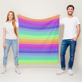 Manta Polar Bright Pastel raya arco iris Fleece Blanet