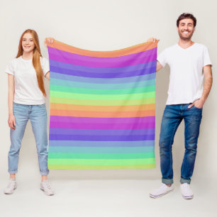 Manta Polar Bright Pastel raya arco iris Fleece Blanet