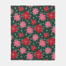 Bright Preppy Christmas Poinsettias Throw Blanket