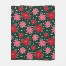 Manta Polar Bright Preppy Christmas Poinsettias Throw Blanket