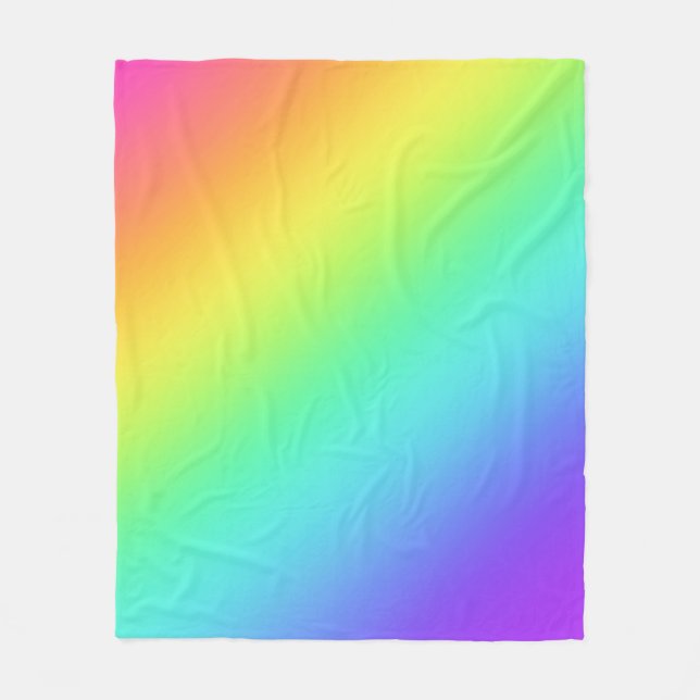 Manta Polar Bright Rainbow Gradient Fleece Blanse (Anverso)