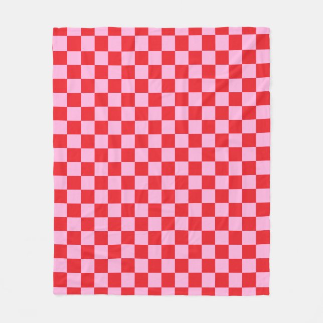 Manta Polar Bright Red and Light Pink Checkered (Anverso)