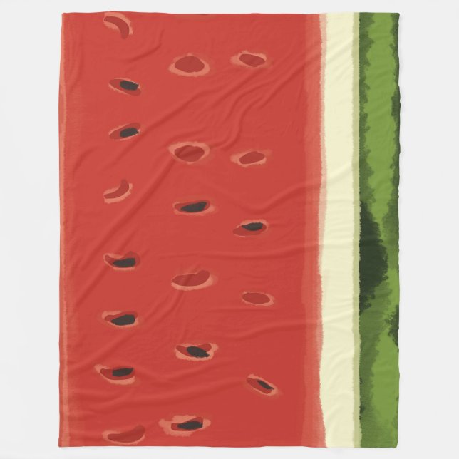 Manta Polar Bright Red Watercolor Watermela Fleece Blanket (Anverso)