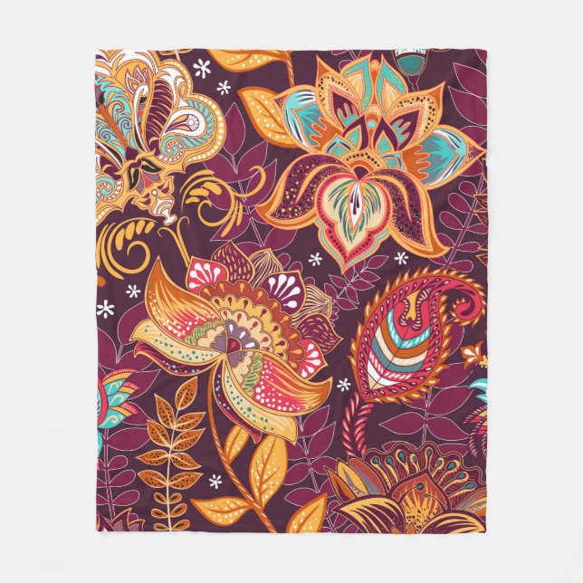 Manta Polar Bright seamless pattern in paisley style. Colorful (Anverso)