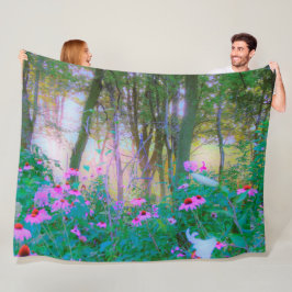 Manta Polar Brillante amanecer con flores rosas en mi jardín