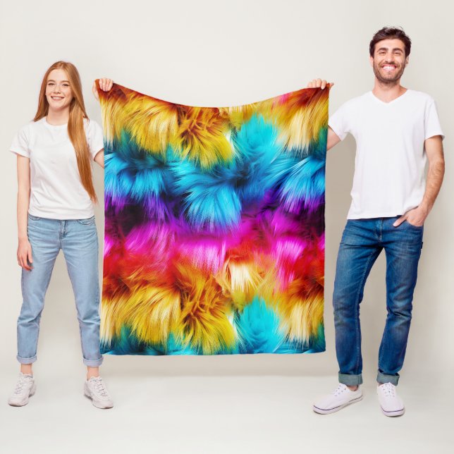 Manta Polar Brillante arcoiris con textura de piel monstruosa (In situ)