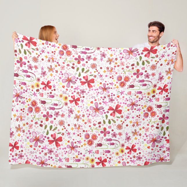 Manta Polar Brillante Floral Boho Watercolor (In situ)