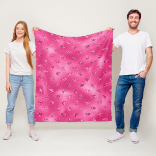 Manta Polar Brillante Patrón de Diamantes Rosa Glamuroso