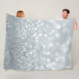 Manta Polar Brillo de plata blanca Bokeh Glam Moda Brillante