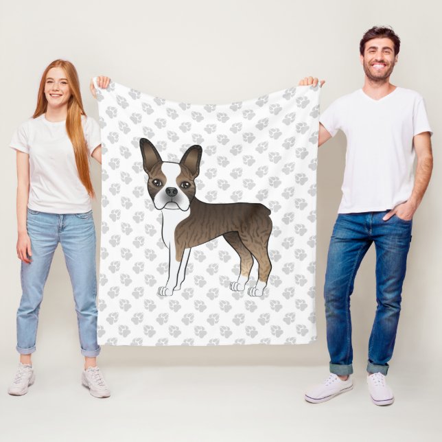 Manta Polar Brindle Boston Terrier Perro De Dibujos Animados L (In situ)