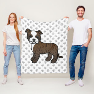Manta Polar Brindle y Staffie Blanco Perro de Dibujos Animados