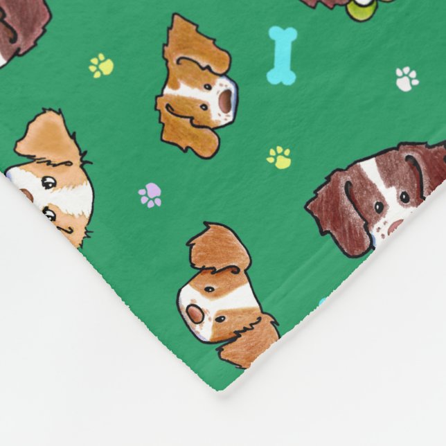 Manta Polar Brittany Dogs KiniArt Fleece Blanket (Esquina)