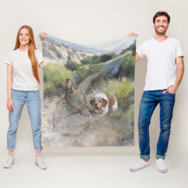 Manta Polar Brittany Spaniel caza chukar pertridge, arte