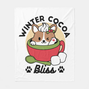 Manta Polar Bromas de cacao en invierno - Perro lindo en diseñ