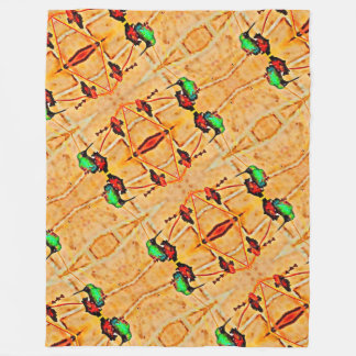 Manta Polar Bronce, colibrí dorado rojo y morado