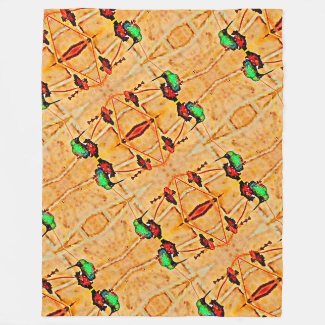 Manta Polar Bronce, colibrí dorado rojo y morado (Anverso)