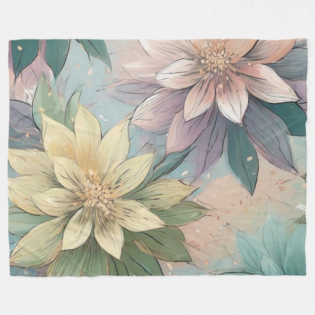 Manta Polar Brote de flores en el Pastel: Patrón de explosione (Frente (Horizontal))