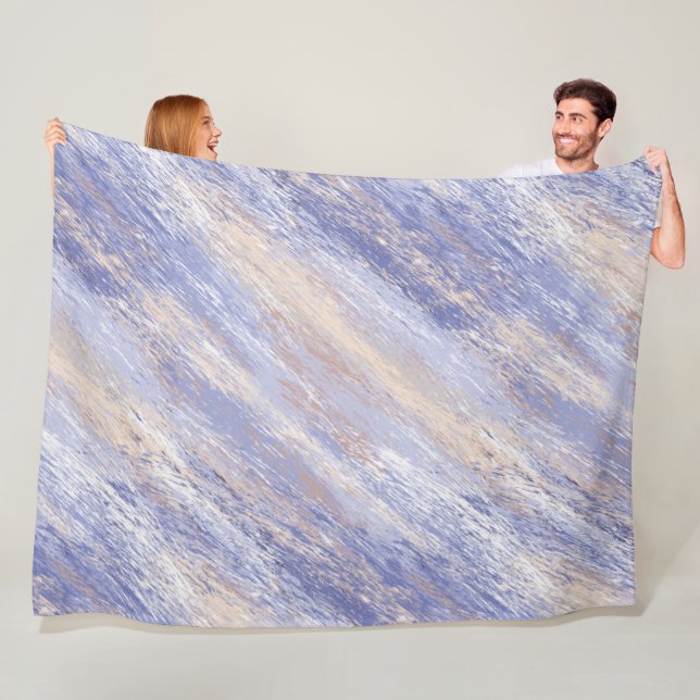 Manta Polar Brotes de pintura azul y beige desordenados (In situ)