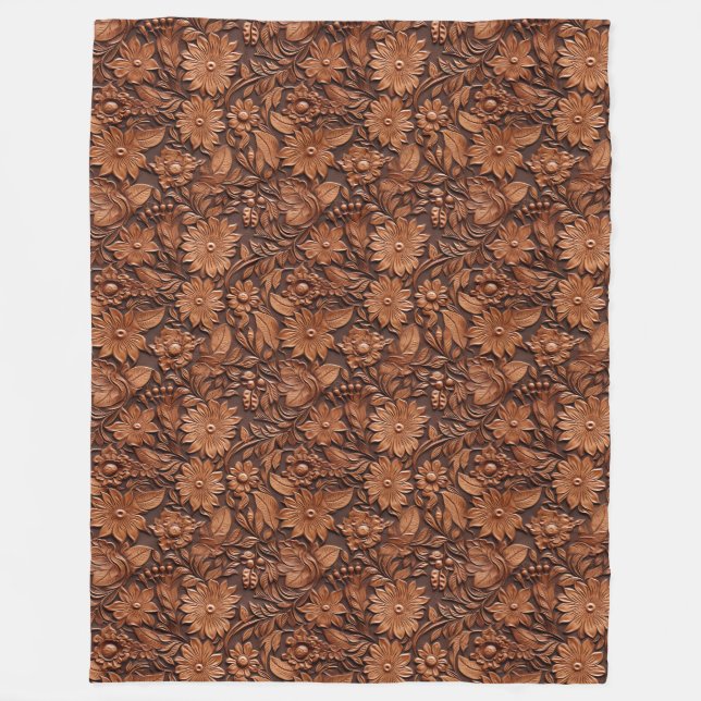 Manta Polar Brown Boho Floral (Anverso)
