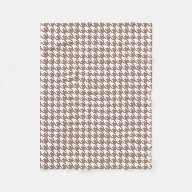 Manta Polar Brown clásico y modelo blanco de Houndstooth (Anverso)