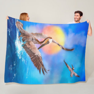 Manta Polar Brown Pelicans SUN KISSEING ISLAND #1 Fleece Blank