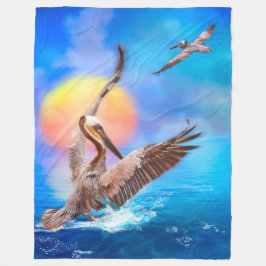 Manta Polar Brown Pelicans SUN KISSEING ISLAND #1 Fleece Blank