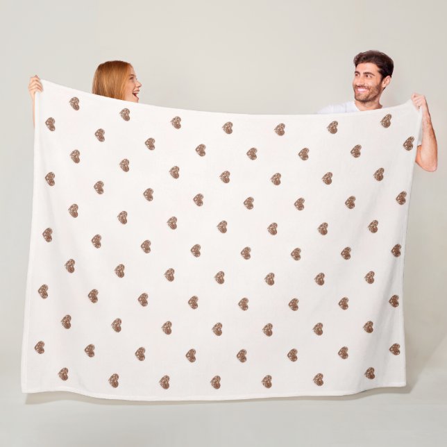 Manta Polar Brown Sugar Glitter Hearts Love Valentine's (In situ)