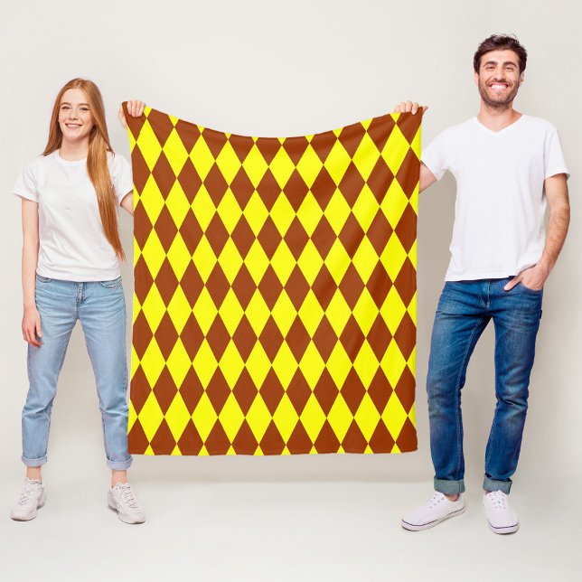 Manta Polar Brown Yellow Harlequin Checkered Design  (Subido por el creador)