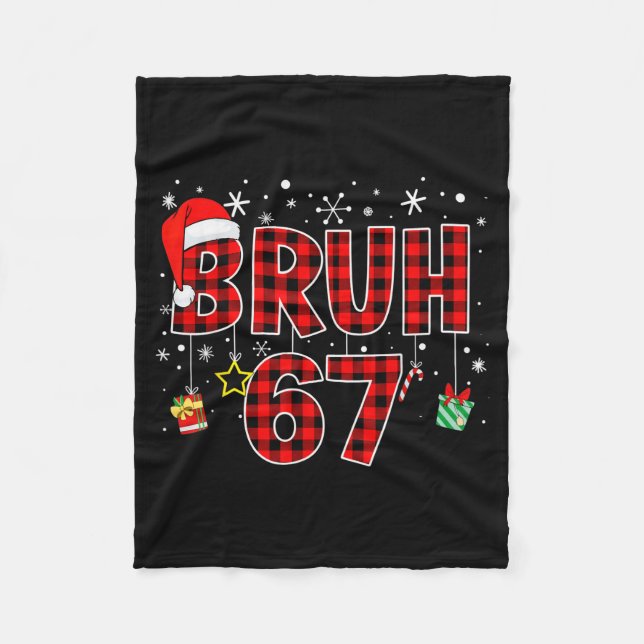 Manta Polar Bruh 67 Meme Funny Christmas Red Plaid Xmas Pajama (Anverso)