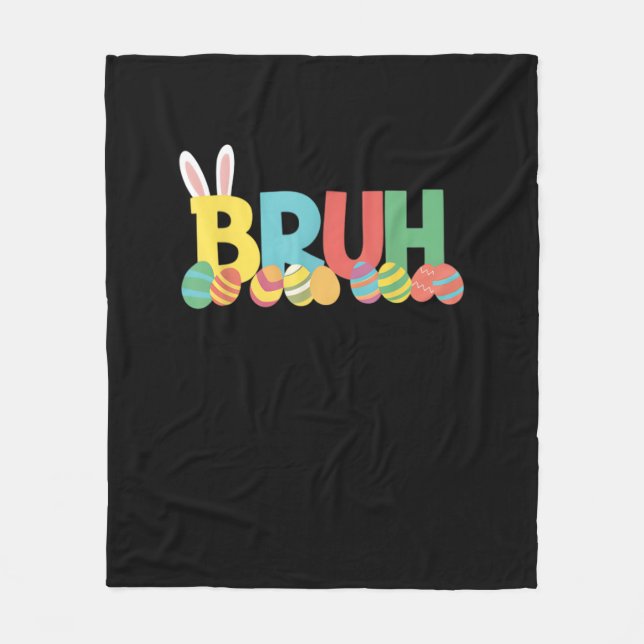 Manta Polar Bruh Easter Bunny Cute Meme Para Niños _11 (Anverso)