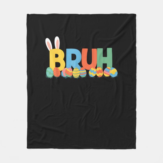 Manta Polar Bruh Easter Bunny Cute Meme Para Niños _9 (Anverso)
