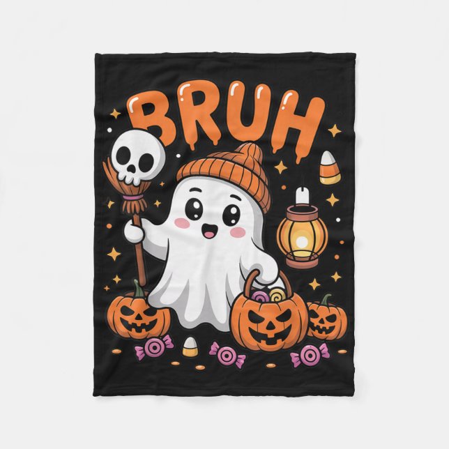 Manta Polar Bruh Ghost Halloween Trick O Trampa De Fantasma Cu (Anverso)