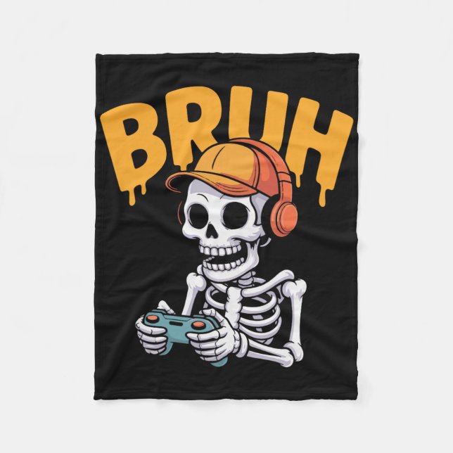 Manta Polar Bruh Halloween Boys Kids Gamer Mens Skeleton Video (Anverso)