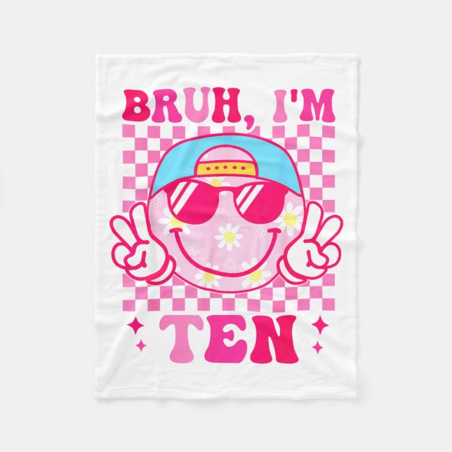 Manta Polar Bruh I'm Ten 10 10th Birthday Girls Groovy 10 Year (Anverso)