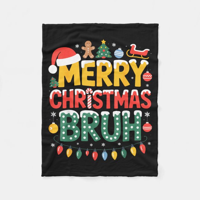 Manta Polar Bruh Merry Christmas Santa Hat Ugly Sweater Theme  (Anverso)