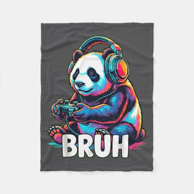 Manta Polar Bruh Panda Gamer With Headphones Controller  (Anverso)