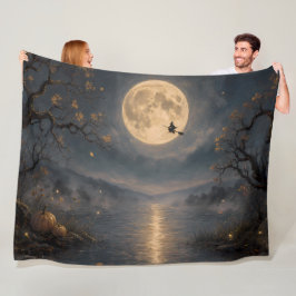 Manta Polar Bruja bajo luna llena gótica Halloween lago