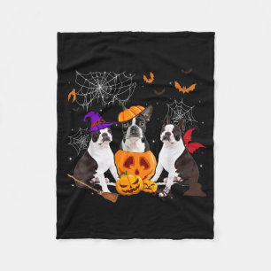 Manta Polar Bruja de calabaza divertida perro Boston Terrier H