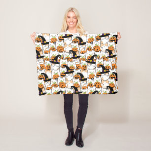 Manta Polar Bruja de gato lindo sosteniendo Bumkin Halloween