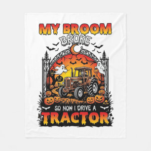 Manta Polar Bruja de Halloween con fantasmas y tractor roto_1