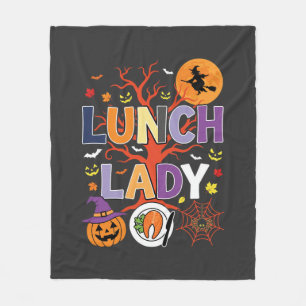 Manta Polar Bruja de la Señora del Almuerzo de Halloween Vecto