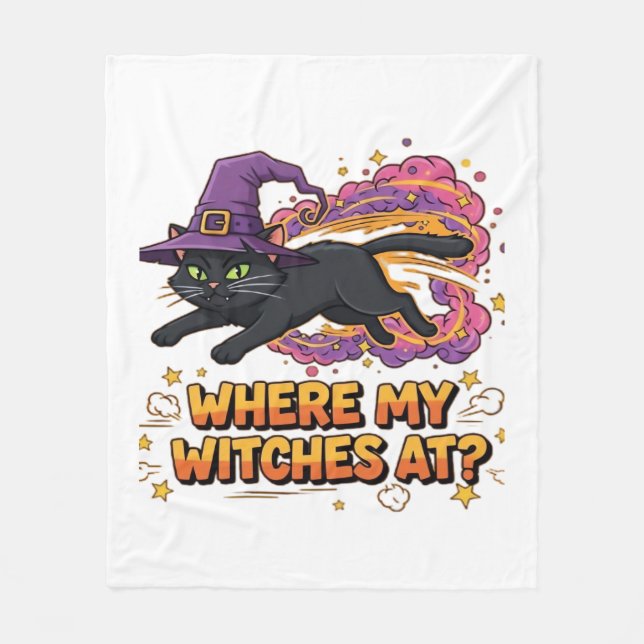 Manta Polar bruja gato negro Classic T-Shirt (Anverso)