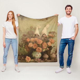 Manta Polar Bruja gótica sepia con calabazas y rosas de otoño