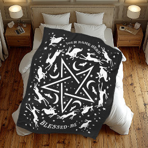Manta Polar Brujería personalizada liebre pentagram gótica