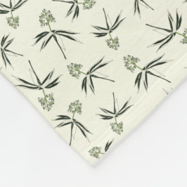 Manta Polar Buceando ramas verdes en crema - patrón sin fisura