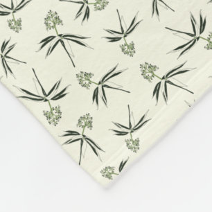 Manta Polar Buceando ramas verdes en crema - patrón sin fisura