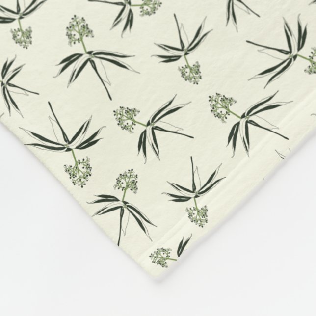 Manta Polar Buceando ramas verdes en crema - patrón sin fisura (Esquina)